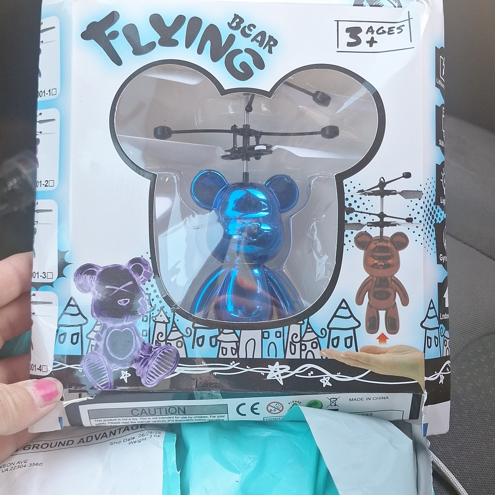 Flying Bear Helicopter Toy - Shiny Blue